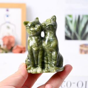 <span class=keywords><strong>Statue</strong></span> de chat sculptée en <span class=keywords><strong>jade</strong></span> Xiuyu sculptée à la main chat en pierre de guérison en cristal pour la décoration - Product Image 3