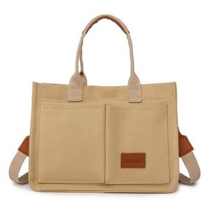 Sac fourre-tout en toile de coton personnalisé pour femme avec poche, idéal pour les cours et le travail - Product Image 4