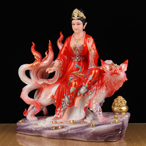 Statues en imitation porcelaine de renard à neuf queues, reine, fée, pour la maison, motif floral de <span class=keywords><strong>dragon</strong></span>, style Bouddha - Product Image 2
