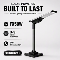 Lampe solaire de rue étanche IP66 50W avec contrôleur MPPT, angle de faisceau 140°, LED en alliage d'aluminium, télécommande, certifiée CE RoHS
