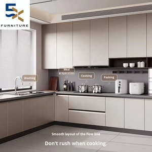 Erxi Design libre Ameublement de maison Armoires de cuisine en forme de L de luxe italiennes légères personnalisées Installation sur <span class=keywords><strong>site</strong></span> Comptoir en <span class=keywords><strong>bois</strong></span> - Product Image 6