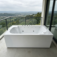 Baignoire Balnéo AFFINARE 1,8 m en Acrylique avec Massage par Jets d'Air, Installation Facile, Design Moderne, 2 Personnes, Intérieur Appartement/Villa