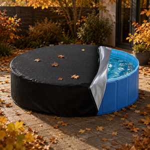 Couverture de piscine ronde pour chien, imperméable, argentée, en tissu Oxford, avec cordon de serrage, pour piscine pour animaux de compagnie - Product Image 5