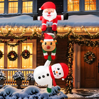 Décoration de jardin de Noël LED de 8 pieds, Père Noël tirant un renne, bonhomme de neige, accessoires gonflables en polyester, ornement de Noël