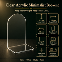 Support de livre en forme d'arche minimaliste transparent personnalisé pour la maison, le bureau, la bibliothèque, la librairie, support de livre en acrylique