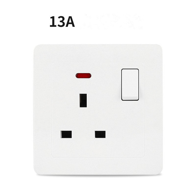 Fast Delivery Double UK Socket With Switch and Neon 13A 3pin Uk Wall Outlet Socket for Home Use