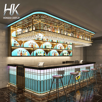 Comptoir de bar moderne lumineux à LED personnalisable et durable Hongkai pour discothèque, salon, restaurant, mobilier commercial