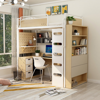Lit superposé pour adultes avec bureau intégré et bibliothèque intégrée pour dortoirs, étudiants universitaires, design moderne, école
