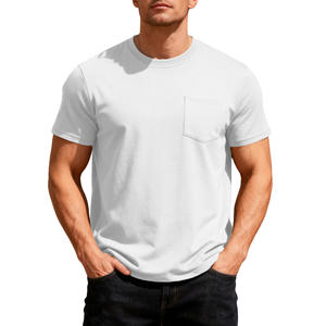 Camiseta de manga corta con cuello redondo y bolsillo para hombre, estilo casual y transpirable, tejido gofrado, ideal para verano. - Product Image 6