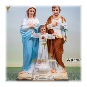 Decorazione della chiesa in resina religiosa cattolica per interni sacra statua di famiglia scultura in vendita Joseph Mary e gesus