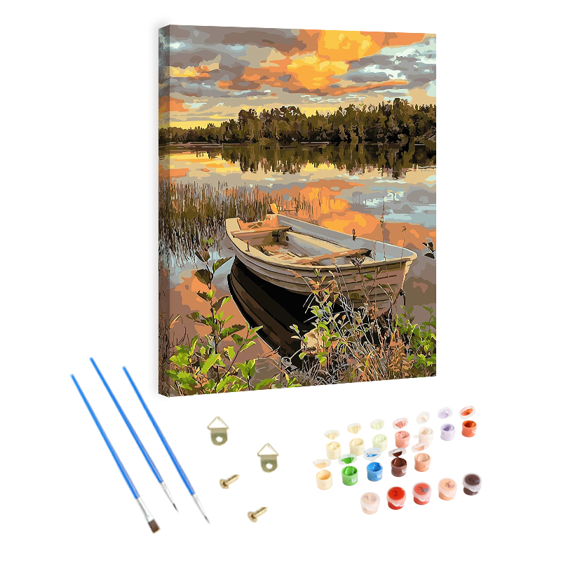 Factory Direct Sale DIY Painting by Numbers Sets Hand-painted Oil Paint by Numbers Painting on Canvas Landscape Boat