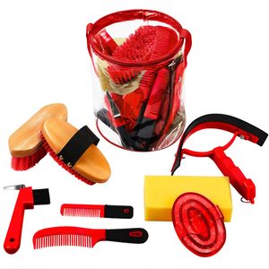 <span class=keywords><strong>Horse</strong></span> Groom ing Kit Set Ausrüstung mit Zylinder beutel Reinigungs bürste Pflege set für die Pferde reinigung - Product Image 1
