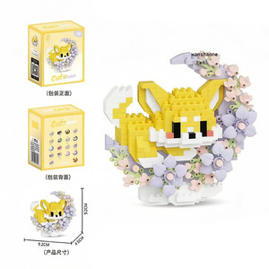 Mini Bloques de Construcción de Animales y Flores en Forma de Media <span class=keywords><strong>Luna</strong></span>, Ladrillos DIY de Cartón, Gato, Perro, Mapache, Zorro, Conejo, Panda, Juguete Modelo Hecho a Mano, Regalo para Niñas - Product Image 2