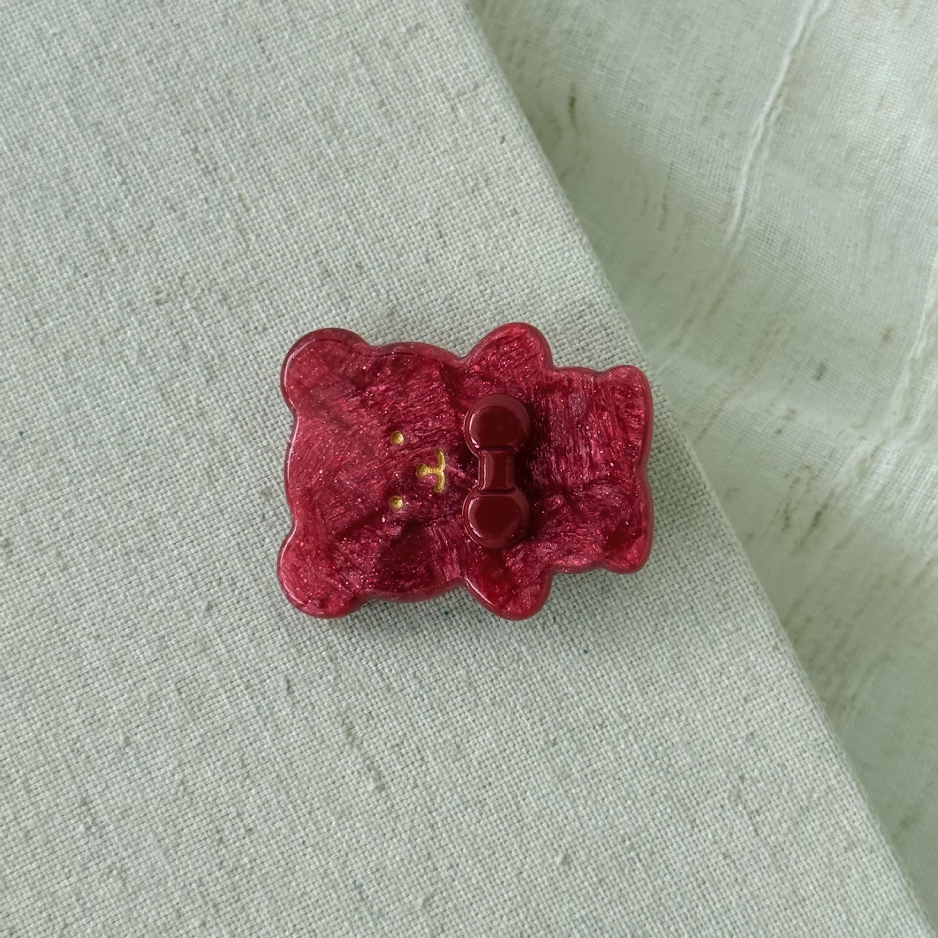 YJL New Bowknot Bear Cute Sweet Acetate Hair Clips Animals Fashion Sequined Mini Girls Bangs Clip Duckbill Clip