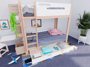 Litera de madera sólida para niños, cama alta y baja multifuncional con <span class=keywords><strong>escalera</strong></span> y estantes de almacenamiento, muebles modernos de dormitorio - Product Image 5