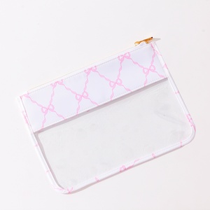 Keymay Bow mô hình xem qua túi phẳng <span class=keywords><strong>PVC</strong></span> & nylon lưu trữ túi cô gái trang điểm Pouch với dây kéo <span class=keywords><strong>PVC</strong></span> mỹ phẩm Túi du lịch - Product Image 2