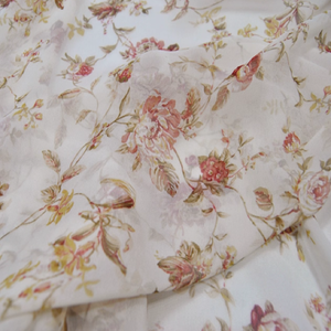 Maravilloso estampado Floral <span class=keywords><strong>de</strong></span> alta calidad transpirable 100% tela <span class=keywords><strong>de</strong></span> Georgette <span class=keywords><strong>de</strong></span> seda pura Natural para <span class=keywords><strong>mujer</strong></span> excelente ropa vestido - Product Image 4