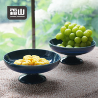 Bol à dessert en céramique de luxe SHIMOYAMA sur pied haut pour servir des friandises, plateau à fruits mignon pour table basse
