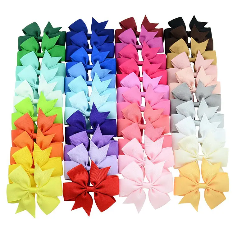 wholesale Children ribbon bow hair clip 3 inch *3 inch grosgrain ribbon bow handmade bow for hair accessory