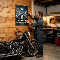 Plaque décorative vintage en métal personnalisable avec impression UV pour garage, moto, voiture, fête des pères, remise de diplôme