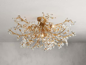 Lampadario <span class=keywords><strong>Fiore</strong></span> in Stile Americano Nordico Moderno, Nuovo Design di Lusso, Lampadario a Sospensione in Cristallo a Forma di Ramo d'Albero - Product Image 6