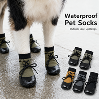 Chaussettes pour chiens et chats Mushafier, chaudes, imperméables, antidérapantes, imprimées, à double couche, avec semelle en caoutchouc à pois, douces, respirantes, pour la marche en intérieur, soin des pattes