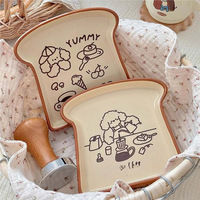 Wegwerp Cartoon Dessert Fruit Diner Bord Schattige Puppy Illustratie Brood Keramisch Koreaans Creatief Feest Gebruik