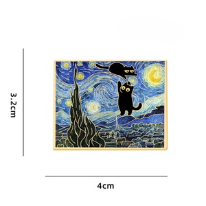 Pins en émail dur personnalisés, style Art Factory, motifs Tournesol, Le baiser de Klimt, Nuit étoilée, pour badges et mode - Product Image 6