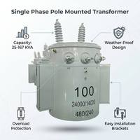 Transformador Monofásico de 50KVA para Montaje en Poste, 50/60Hz, Tipo Sumergido en Aceite, para Proyectos de Electrificación Rural