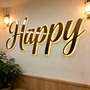 Insegna 3D Personalizzata con Lettere Retroilluminate, Logo <span class=keywords><strong>in</strong></span> <span class=keywords><strong>Metallo</strong></span> 3D, Insegna LED <span class=keywords><strong>da</strong></span> <span class=keywords><strong>Parete</strong></span> per Negozi - Product Image 2