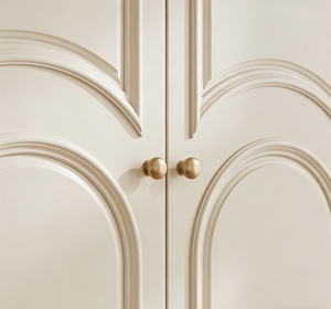 Armoire de chambre à coucher française de luxe BALOM personnalisée 2026 avec porte en verre nervuré cintré et étagère de présentation de sacs éclairée par LED - Product Image 2