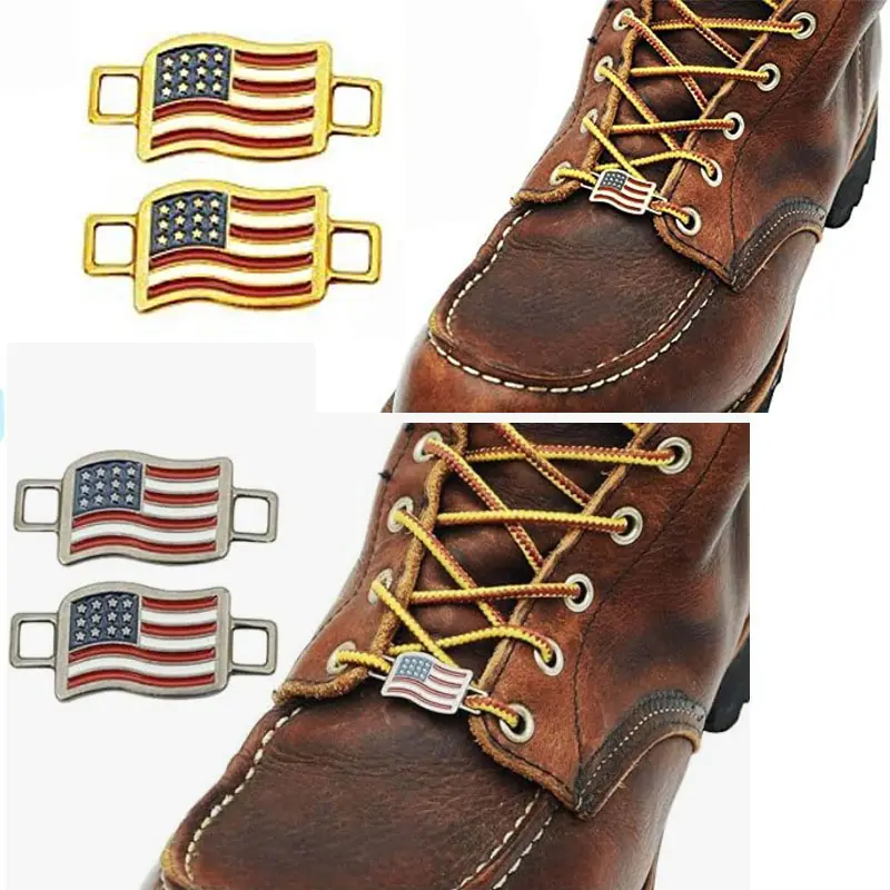 REWIN or argent USA drapeaux chaussures botte dentelle gardien ensemble lacet breloques étiquette de chaussure pour les travailleurs de l'Union américaine chaussures baskets
