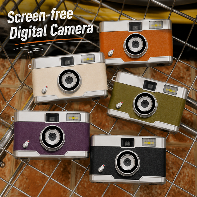 ODM&OEM Retro Screenless Digital Camera with Screen-free 8MP Sensor LED Flash Detachable Battery 4 Filters for Shoot