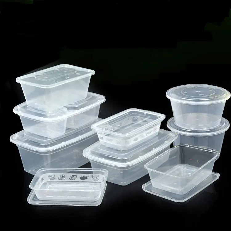 กล่องพลาสติกใส่อาหารแบบใสสำหรับไมโครเวฟกล่องเก็บอาหารแบบใช้แล้วทิ้งเป็นมิตรกับสิ่งแวดล้อม