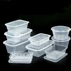 Caja de almacenamiento de contenedor de alimentos de plástico transparente para microondas desechable ecológico - Product Image 1