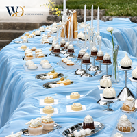 Support de présentation de gâteaux et desserts de luxe en acrylique argenté avec plateau de base étanche pour buffets et événements festifs