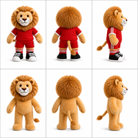 Lion en peluche de 40 cm, jouet en peluche doux, mascotte de football, animal en peluche personnalisé, jouets en peluche lion pour cadeau et décoration, usine OEM ODM
