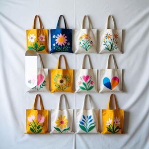 Custom Logo Embroidery Fashion Lady Style All Seasons <b>Large</b> Capacity Natural Color <b>Canvas</b> Shopping Tote <b>Bag</b> by Yuejia Packaging - Product Image 1