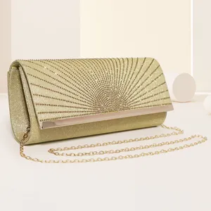 New Fashion Polyester Ladies Nice Shiny Pleated Evening Clutch Bags Purse Bride Bag For Wedding In 2023