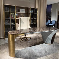 Ensemble de chaises de bureau pour bureau, bureau, bureau, table de conférence, table en acier inoxydable, marbre, forme ovale, moderne, style italien
