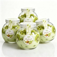 Frascos de Vidrio Vacíos con Forma de Bola para Yogurt Helado, Diseño Nuevo, 120 ml, 180 ml, con Tapas de Plástico Herméticas