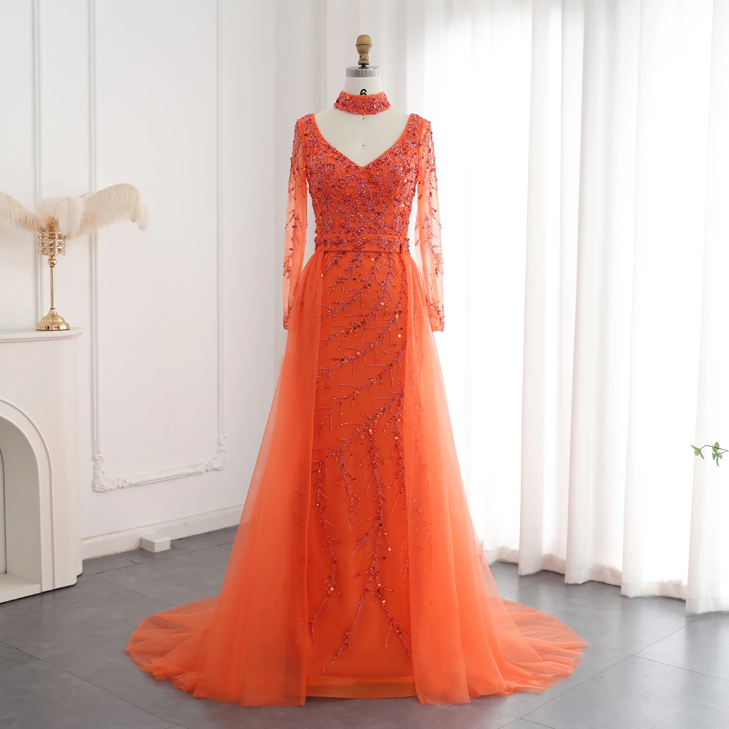 Orange Mermaid Prom Dresses Elegant Sexy Gowns