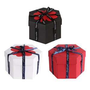 Explosión sorpresa Rosa regalo hecho a mano cumpleaños <span class=keywords><strong>aniversario</strong></span> boda cajas DIY álbum de fotos caja de embalaje de cartón hexagonal - Product Image 2