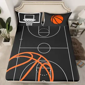 Aoyatex Bal Sportspel Thema Basketbalveld Print Polyester Beddengoed Sets Collecties Kinderen 3d Beddengoed Sets