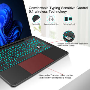 Clavier sans fil léger pour Microsoft <span class=keywords><strong>Surface</strong></span> <span class=keywords><strong>Pro</strong></span> 8, clavier tactile rétroéclairé magique avec emplacement pour stylet - Product Image 4
