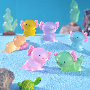 Animaux en résine créatifs, rêveurs, cosmiques, de couleur pastel, axolotls gelatinés qui brillent dans le noir pour globe à <span class=keywords><strong>neige</strong></span> DIY, pays des merveilles d'hiver - Product Image 4