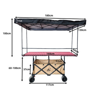 Carrito de <span class=keywords><strong>Camping</strong></span> Plegable Resistente con Toldo Rosado, Ruedas Todoterreno, Carrito para Vendedor Ambulante - Product Image 5