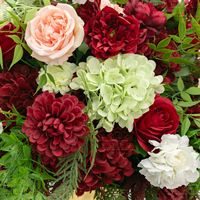 Bruinrode ivoorwitte roos groene hortensia bruidsboog zijden bloemen voor afstuderen bruinrode boog bloemen nieuw ontwerp