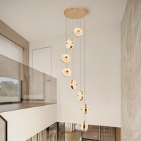 Luminaires suspendus ronds à LED de luxe pour hall de villa, salon, et lustres modernes à double hauteur pour escalier
