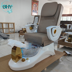 <span class=keywords><strong>Chaise</strong></span> moderne de pédicure en cuir <span class=keywords><strong>beige</strong></span> et <span class=keywords><strong>or</strong></span> pour le bain des pieds, mobilier de salon d'onglerie de couleur personnalisée, spa avec massage - Product Image 1